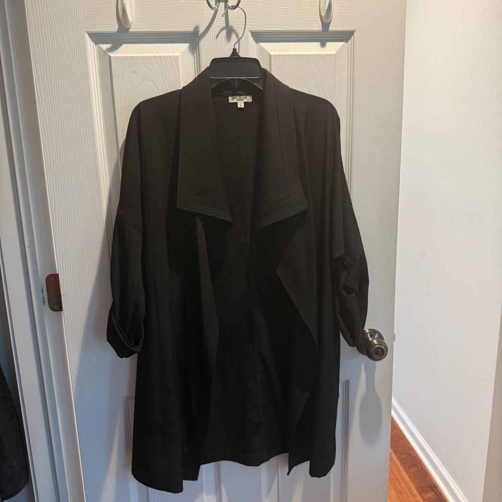 Max Studio Black Open Front Long Jacket